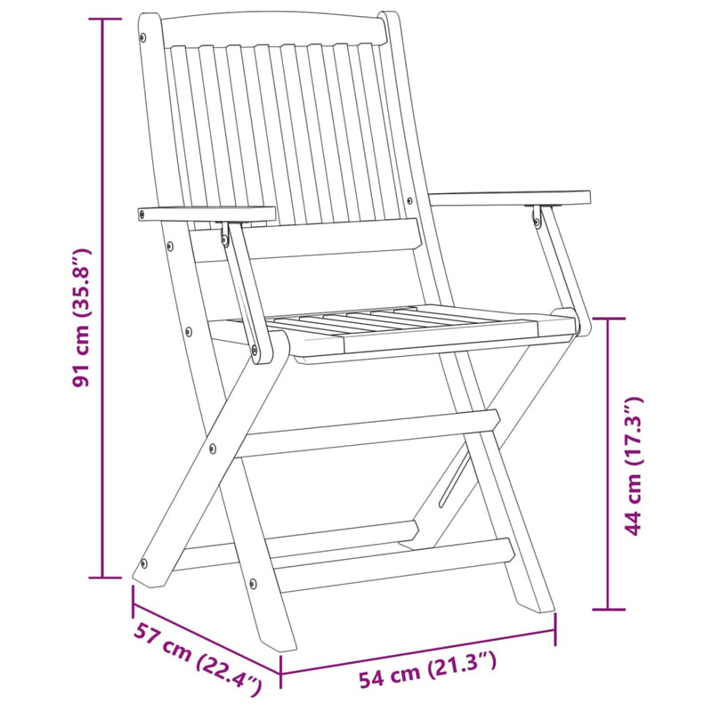 3 Piece Folding Bistro Set Solid Wood Acacia