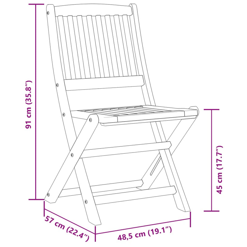 3 Piece Folding Bistro Set Solid Wood Acacia