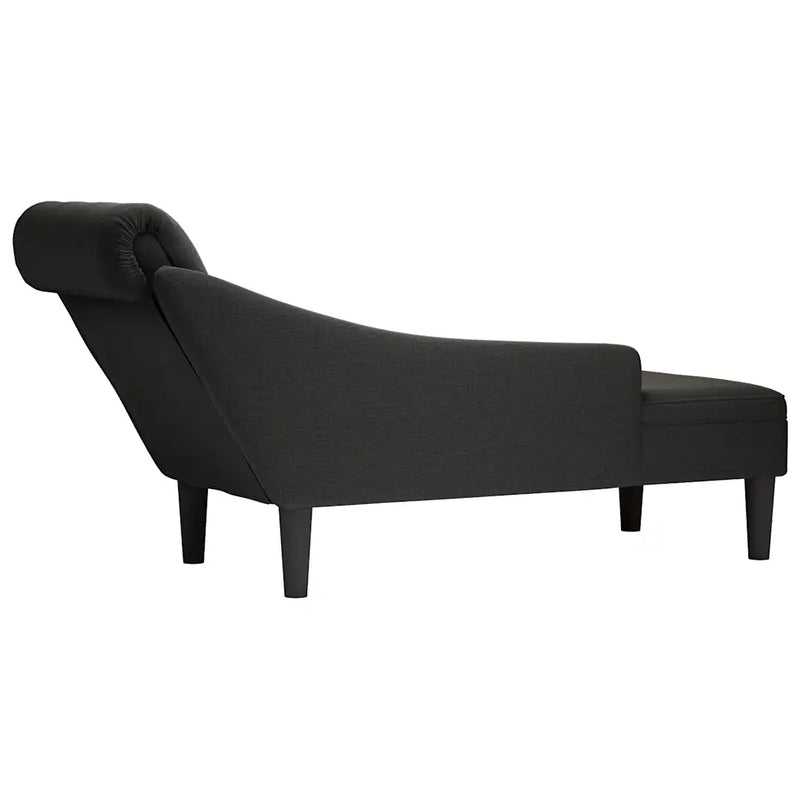 Chaise Lounge with Pillow and Right Armrest Black Fabric