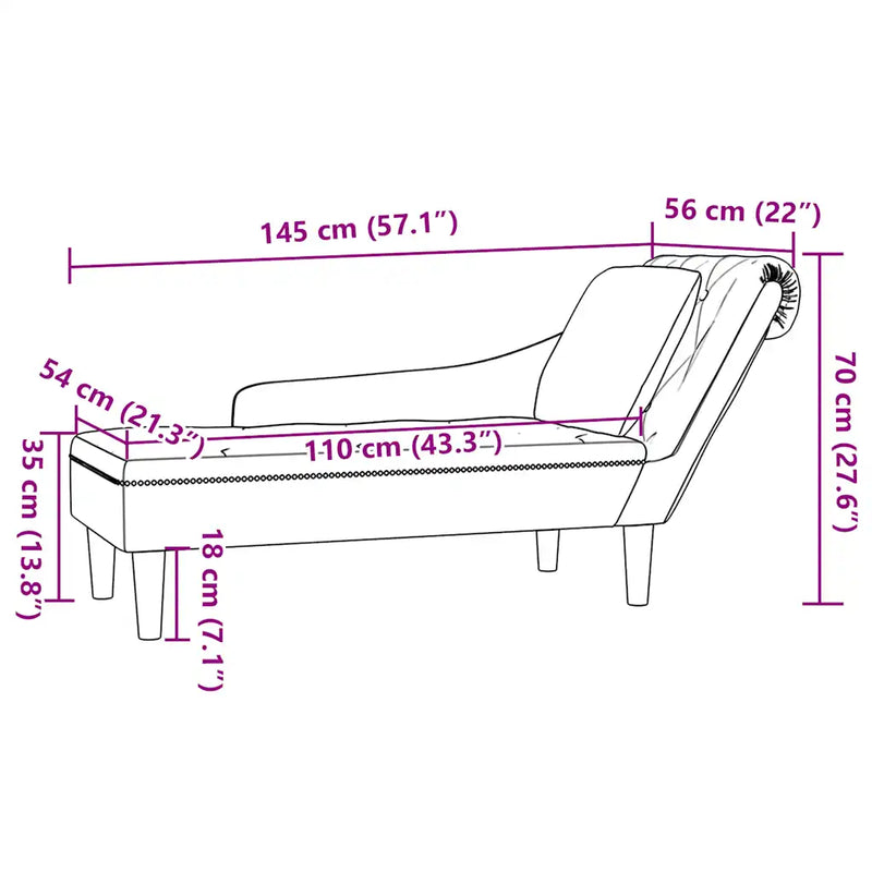 Chaise Lounge with Pillow and Right Armrest Dark Grey Velvet