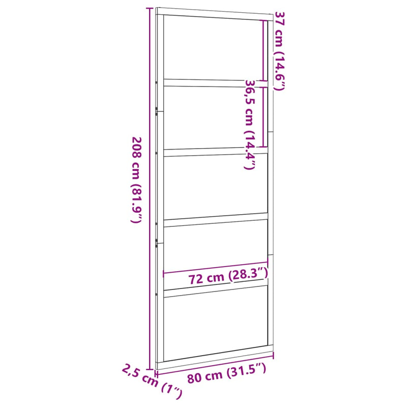 vidaXL Barn Door 80x208 cm Solid Wood Pine