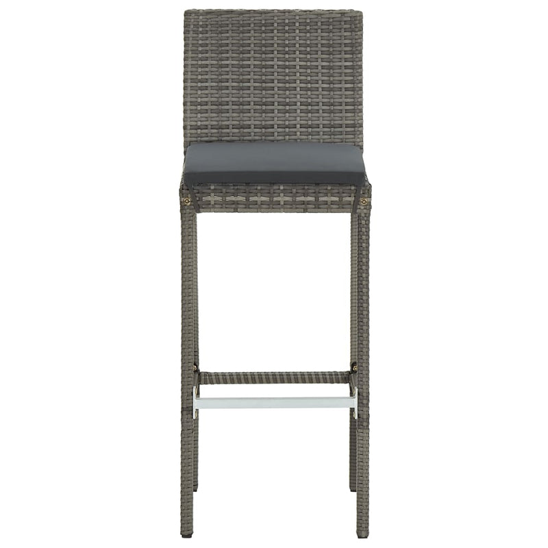 vidaXL 3 Piece Garden Bar Set Grey Solid Wood Acacia and Poly Rattan