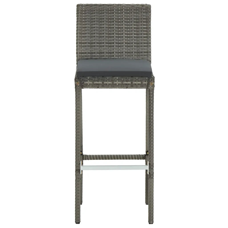 5 Piece Garden Bar Set Grey Solid Wood Acacia and Poly Rattan