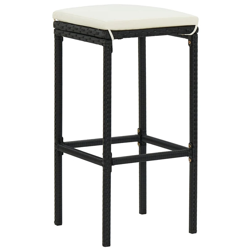 vidaXL 3 Piece Garden Bar Set Black Solid Wood Acacia and Poly Rattan