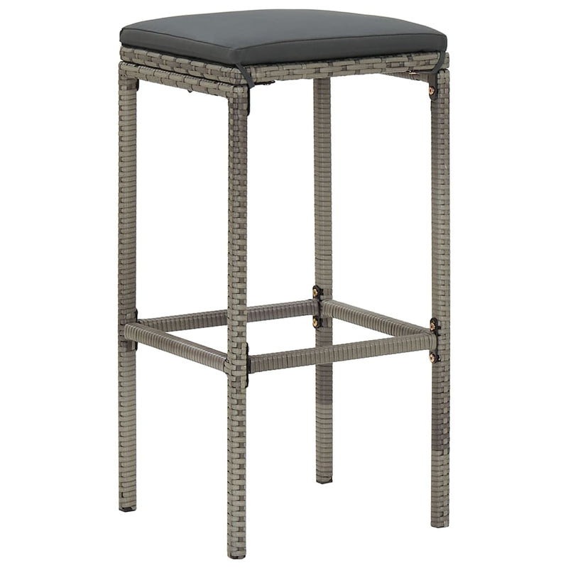 vidaXL 3 Piece Garden Bar Set Grey Solid Wood Acacia and Poly Rattan