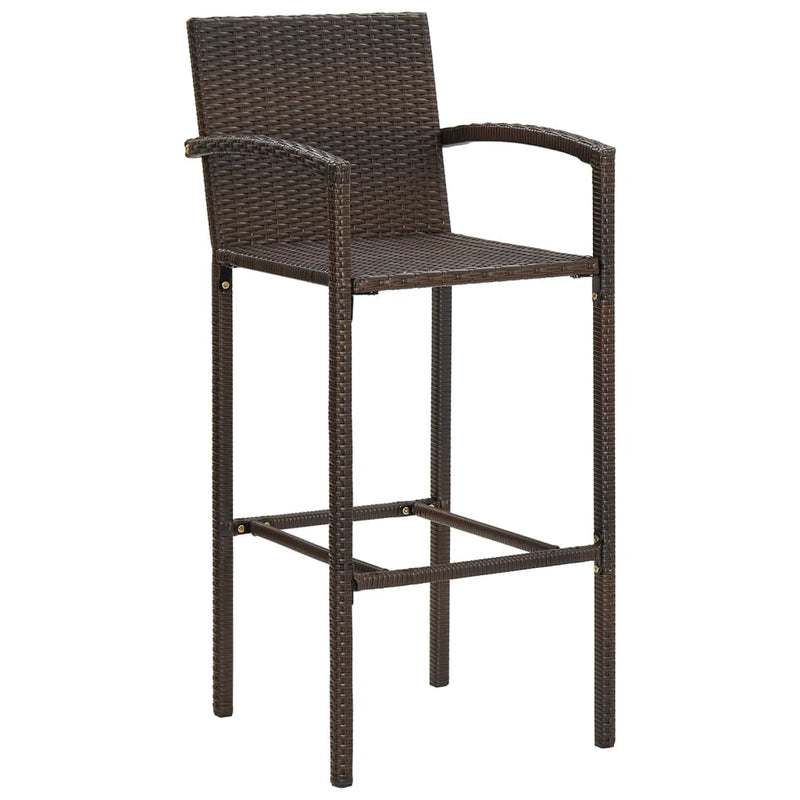 vidaXL 3 Piece Garden Bar Set Brown Solid Wood Acacia and Poly Rattan