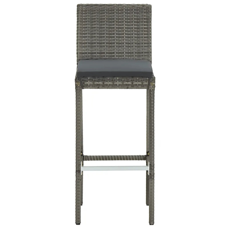 5 Piece Garden Bar Set Grey Solid Wood Acacia and Poly Rattan