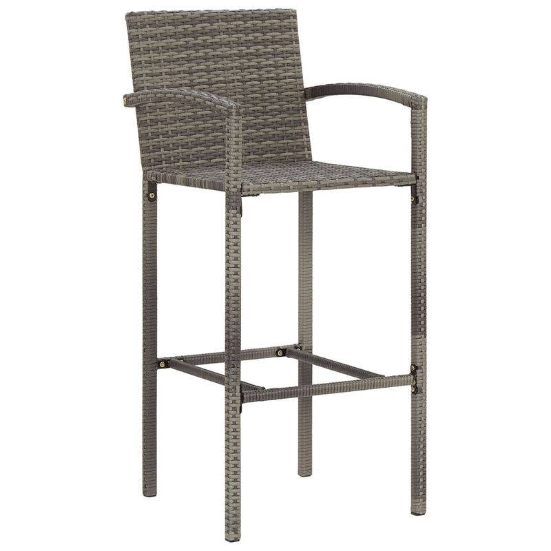 vidaXL 7 Piece Garden Bar Set Grey Solid Wood Acacia and Poly Rattan