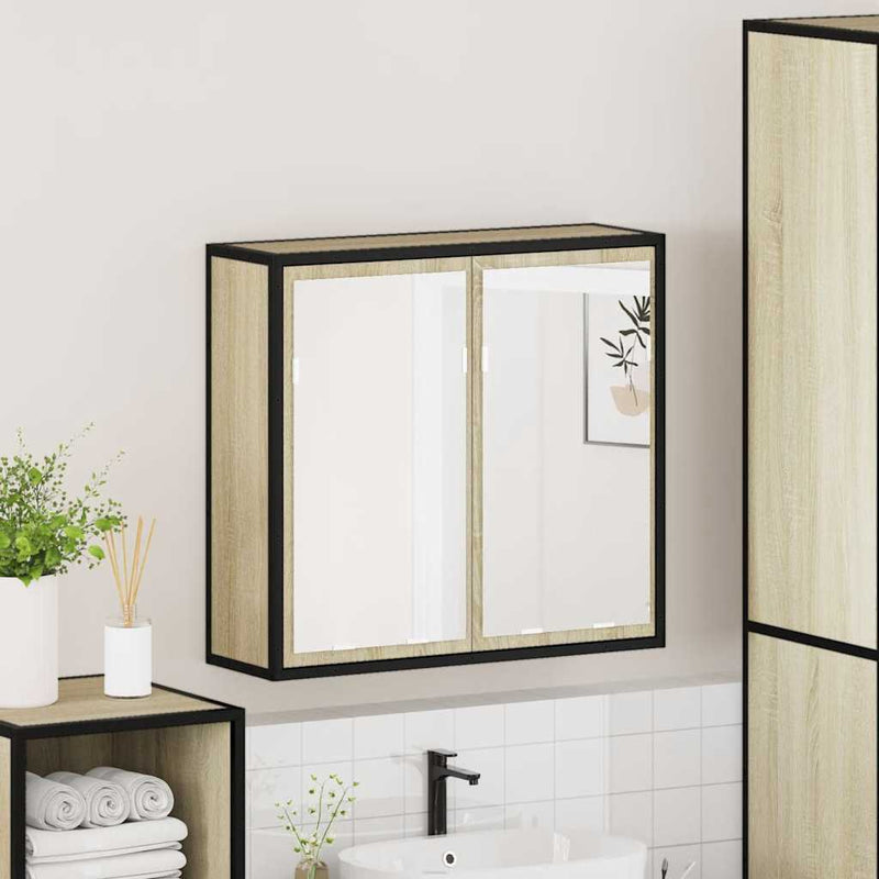 vidaXL Bathroom Mirror Cabinet Sonoma Oak 65x20x60 cm Engineered Wood