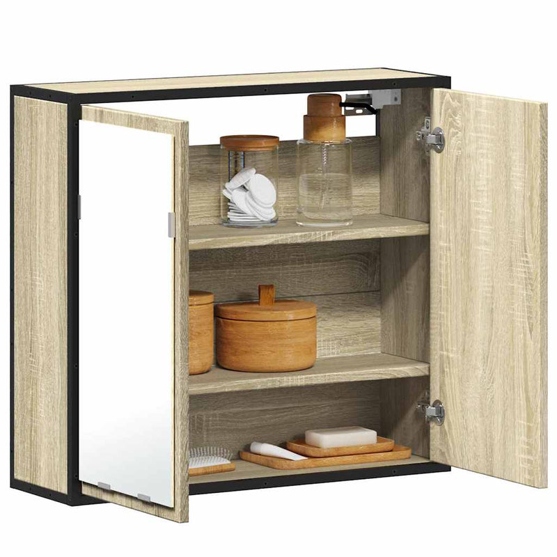 vidaXL Bathroom Mirror Cabinet Sonoma Oak 65x20x60 cm Engineered Wood