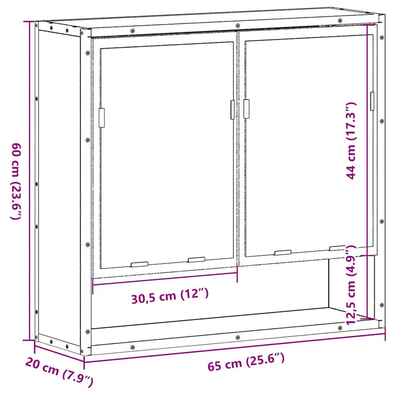 vidaXL Bathroom Mirror Cabinet Sonoma Oak 65x20x60 cm Engineered Wood