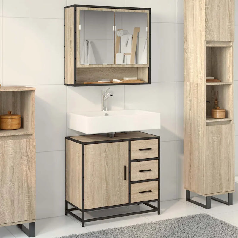 Bathroom Sink Cabinet Sonoma Oak 65x33x60 cm Engineered Wood