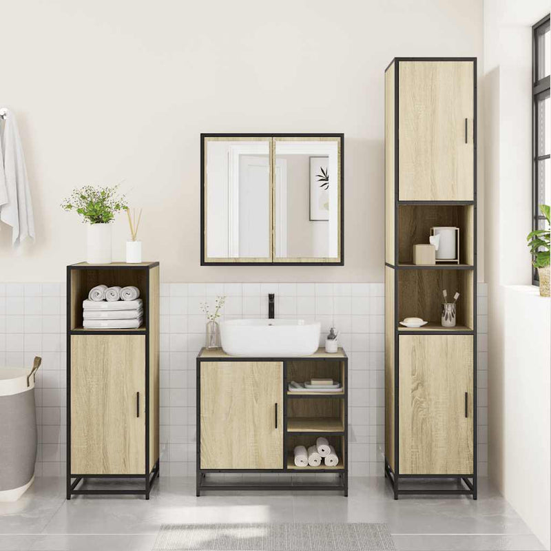 vidaXL Bathroom Sink Cabinet Sonoma Oak 65x33x60 cm Engineered Wood