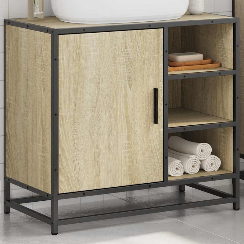 vidaXL Bathroom Sink Cabinet Sonoma Oak 65x33x60 cm Engineered Wood