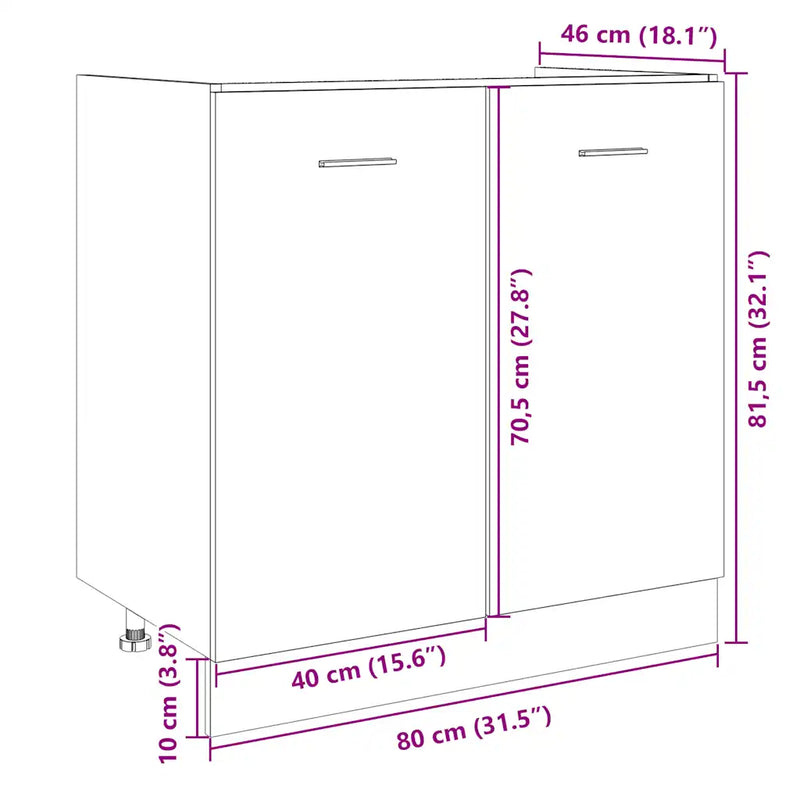 Bottom Cabinet Lyon Sonoma Oak 80x46x81.5 cm Engineered Wood