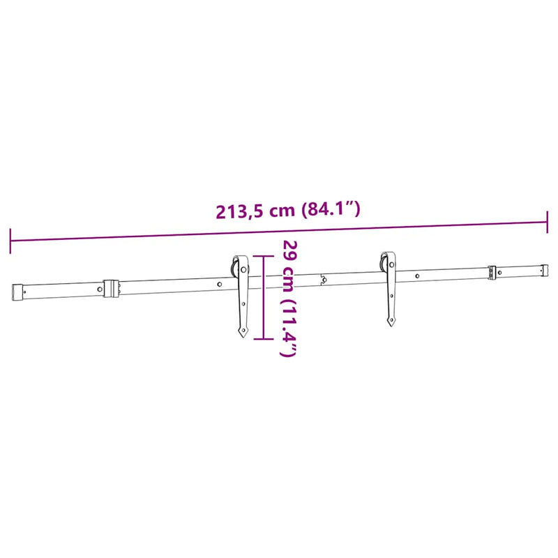 vidaXL Sliding Door Hardware Kit 213,5 cm Steel Black