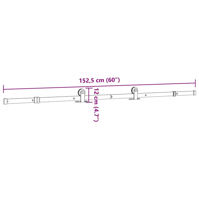 vidaXL Sliding Door Hardware Kit 152,5 cm Steel Black