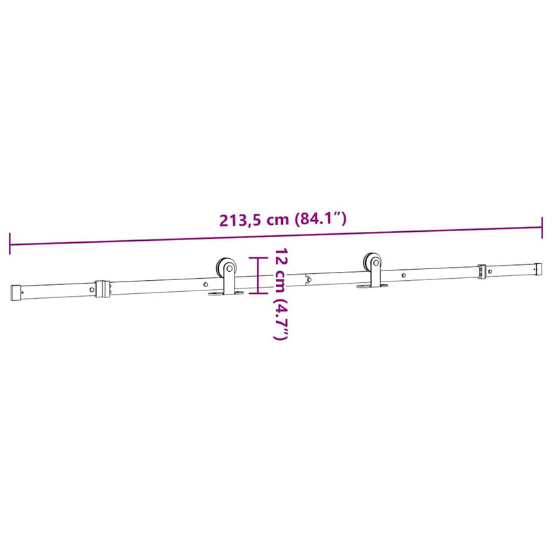 vidaXL Sliding Door Hardware Kit 213,5 cm Steel Black