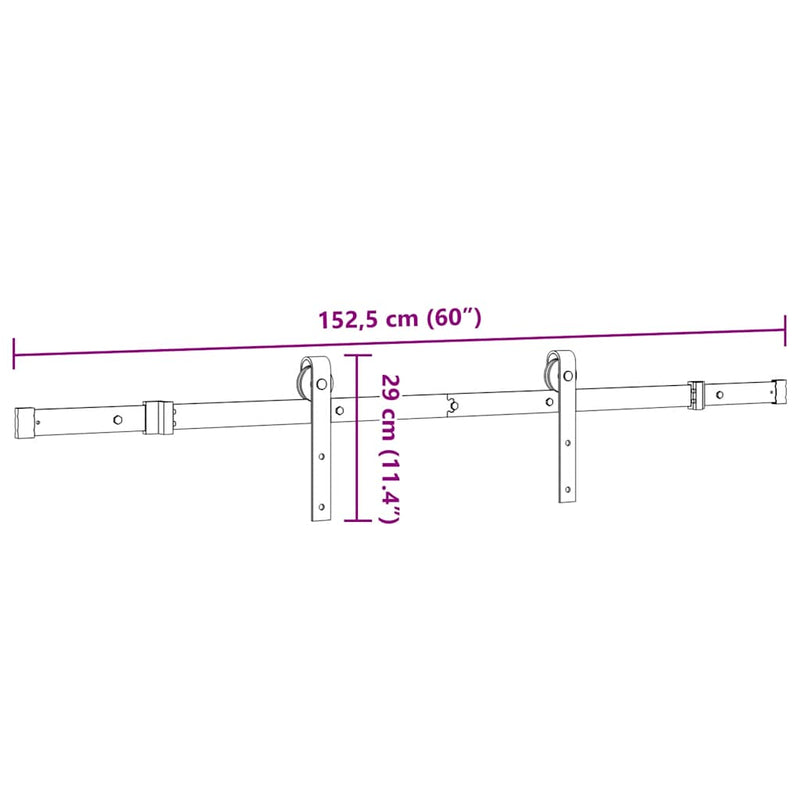 vidaXL Sliding Door Hardware Kit 152,5 cm Steel Black