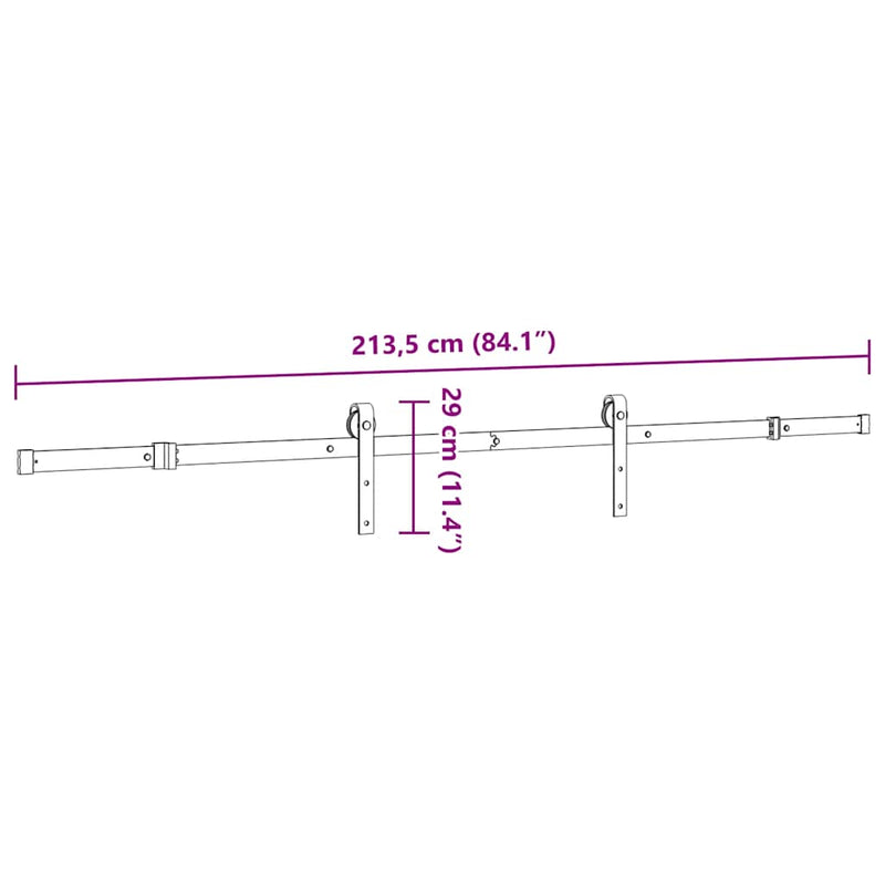 vidaXL Sliding Door Hardware Kit 213,5 cm Steel Black