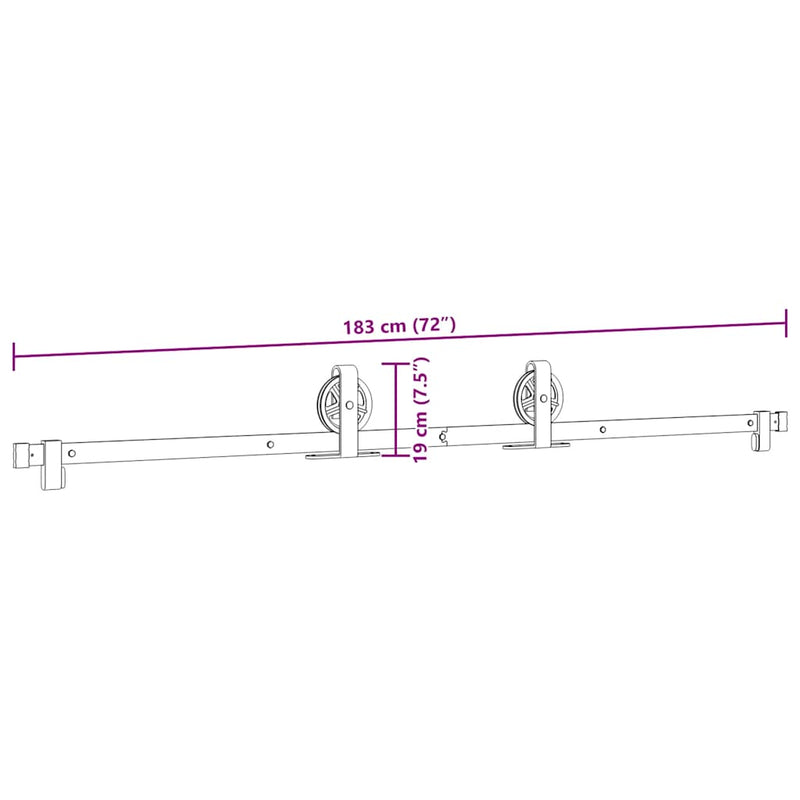 vidaXL Sliding Door Hardware Kit 183 cm Steel Black