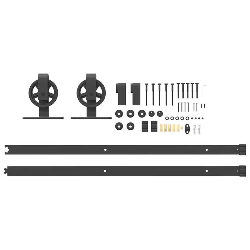 vidaXL Sliding Door Hardware Kit 200 cm Steel Black