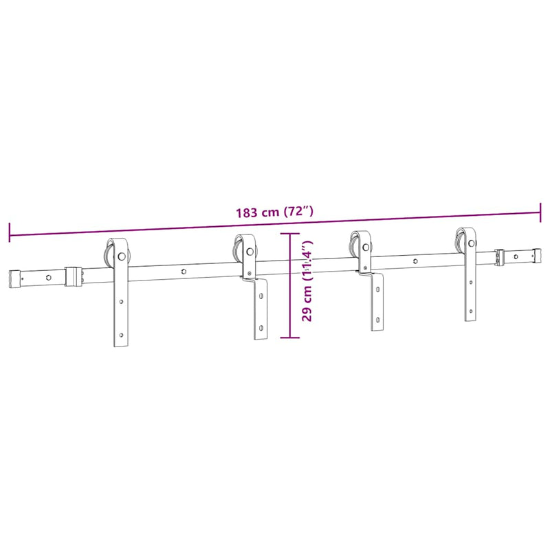 vidaXL Sliding Door Hardware Kit 183 cm Steel Black