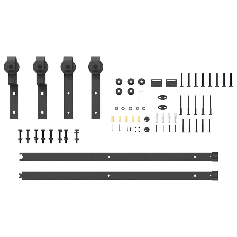 vidaXL Sliding Door Hardware Kit 183 cm Steel Black