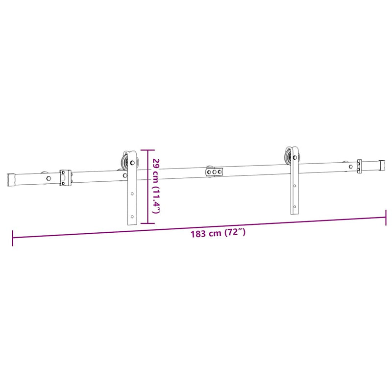 vidaXL Sliding Door Hardware Kit 183 cm Steel Black