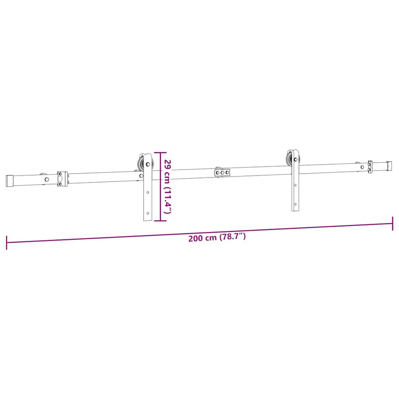 vidaXL Sliding Door Hardware Kit 200 cm Steel Black