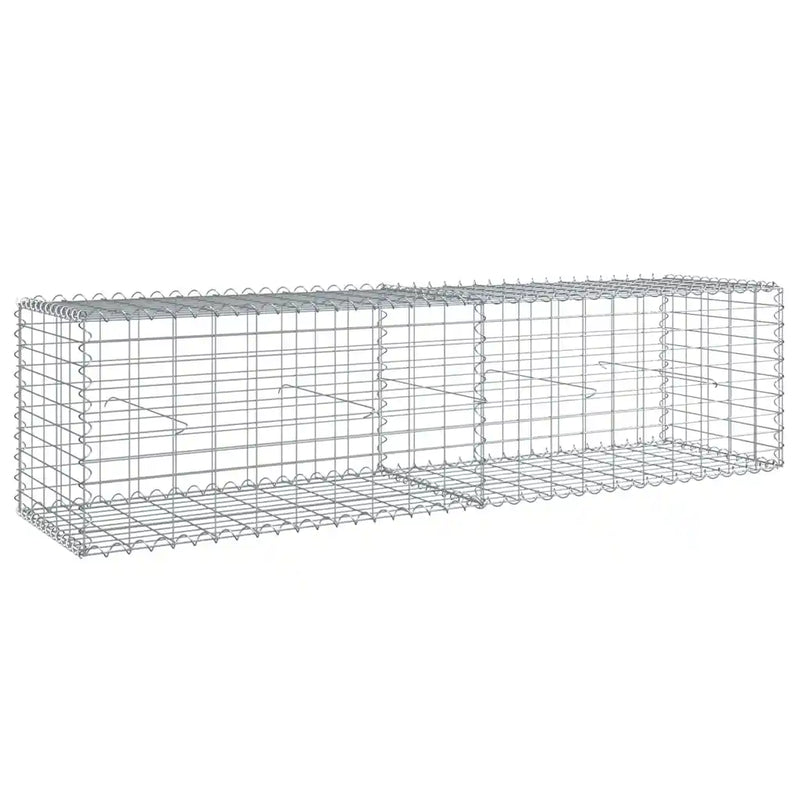 Gabion Basket with Cover 200x50x50 cm Galvanised Iron