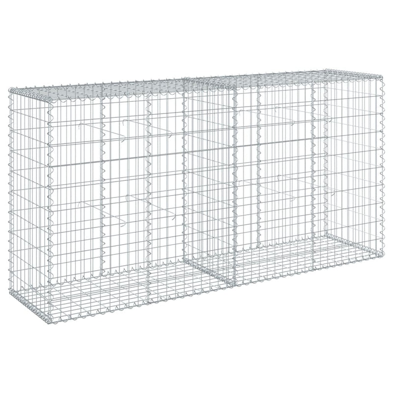 vidaXL Gabion Basket with Cover 200x50x100 cm Galvanised Iron