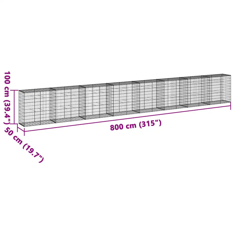 Gabion Basket with Cover 800x50x100 cm Galvanised Iron