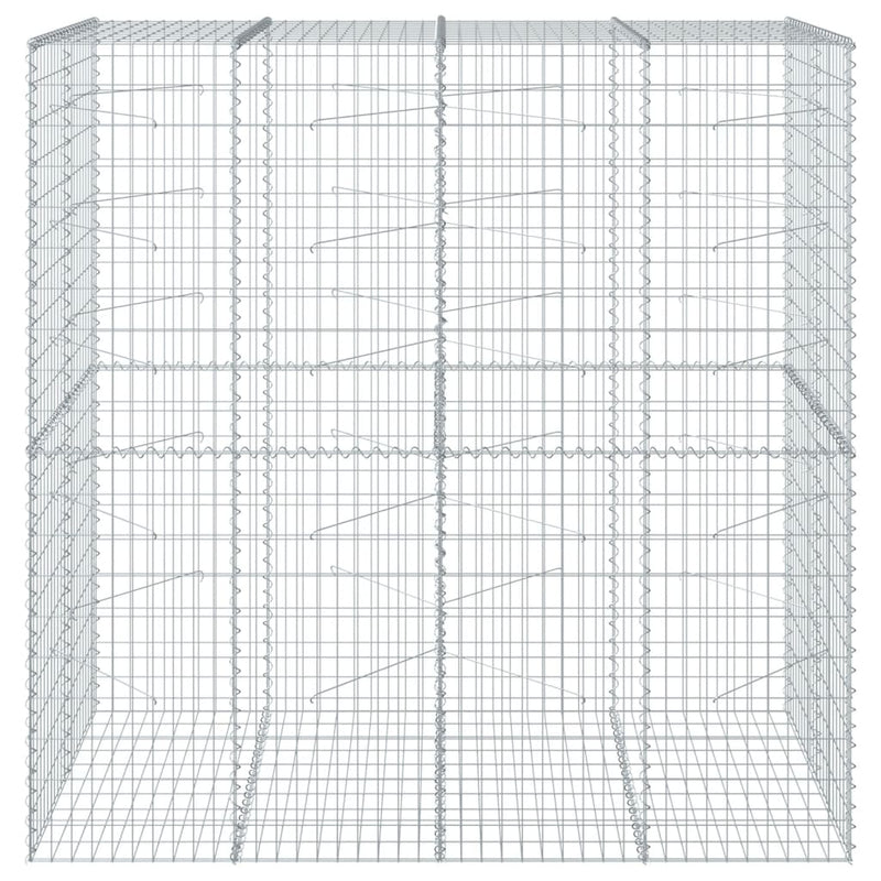 vidaXL Gabion Basket with Cover 200x100x200 cm Galvanised Iron