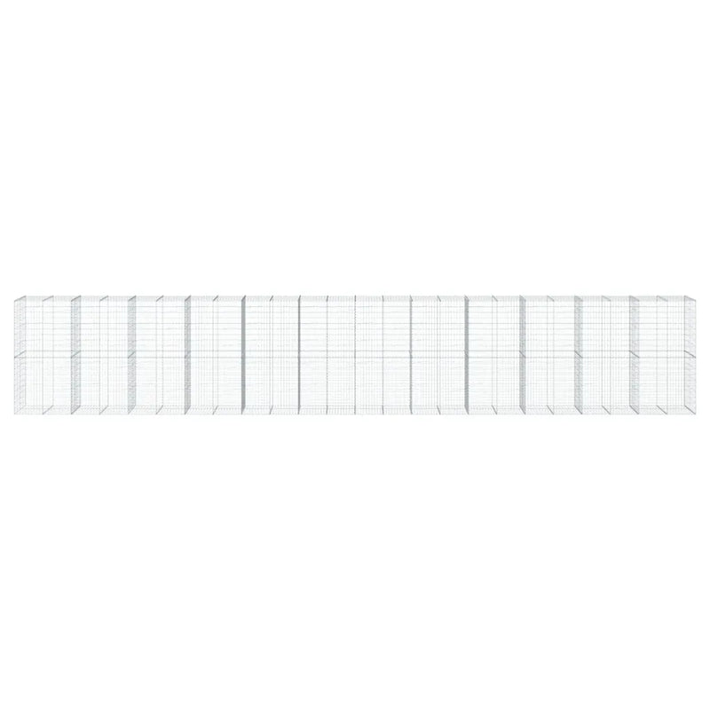 Gabion Basket with Cover 1200x100x200 cm Galvanised Iron