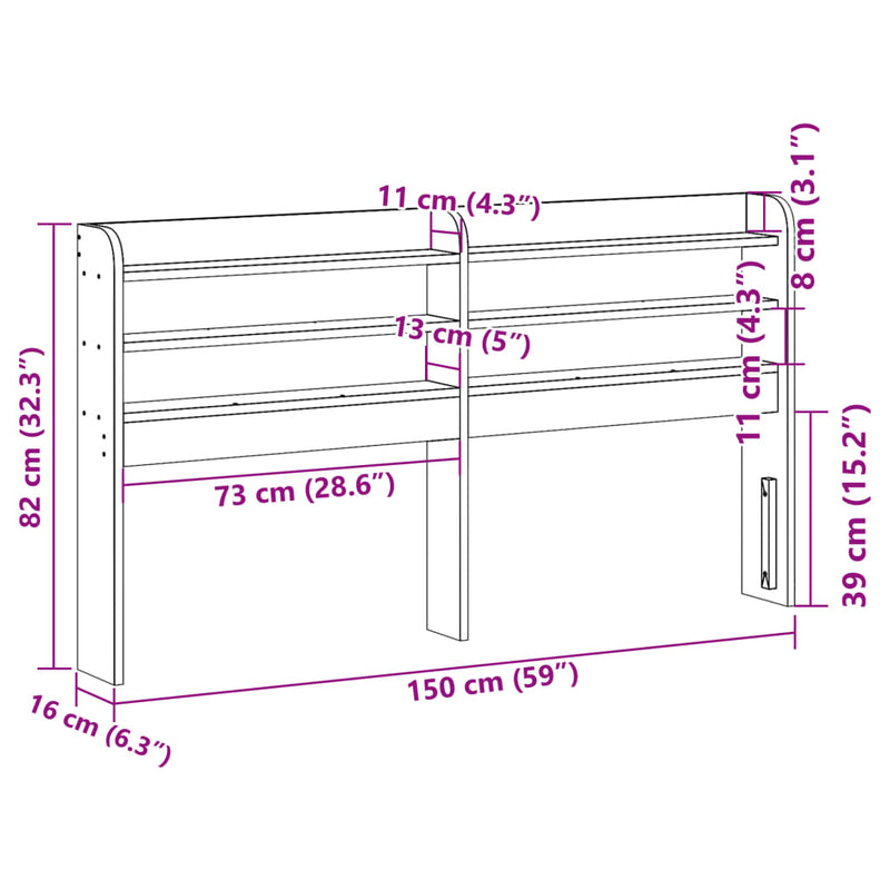 vidaXL Headboard with Shelves 140 cm Solid Wood Pine