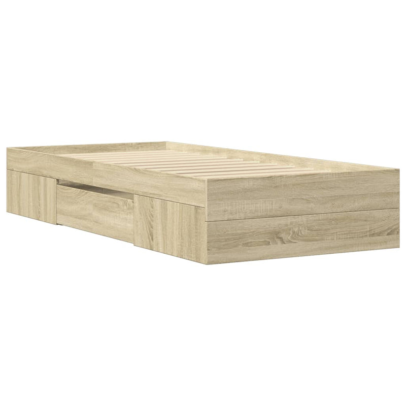 Bed Frame Sonoma Oak 90x190 cm Engineered Wood