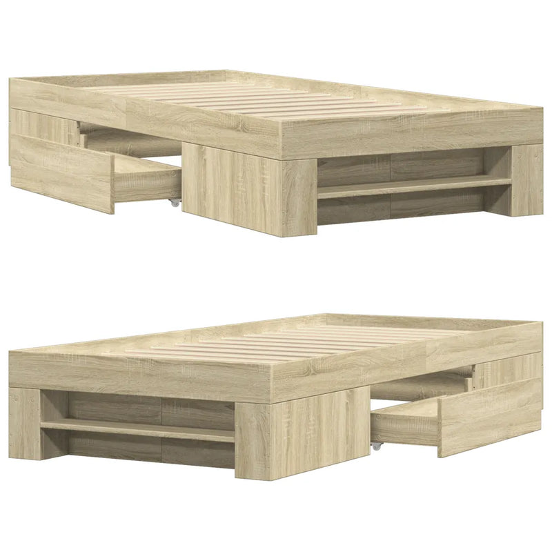 Bed Frame without Mattress Sonoma Oak 90x190 cm Engineered Wood