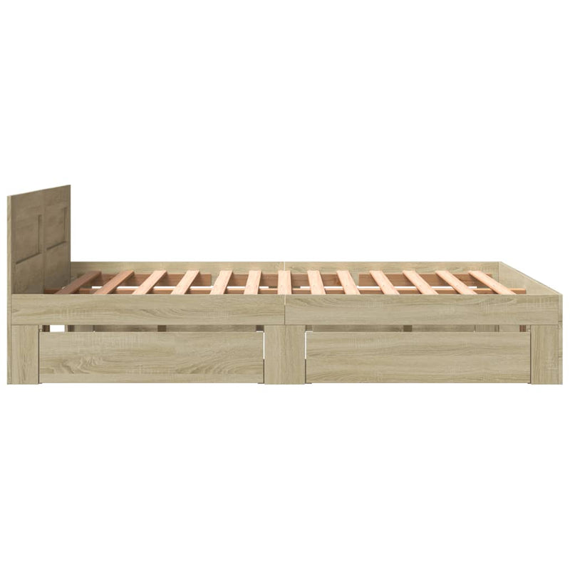 Bed Frame with Headboard Sonoma Oak 150x200 cm Engineered Wood