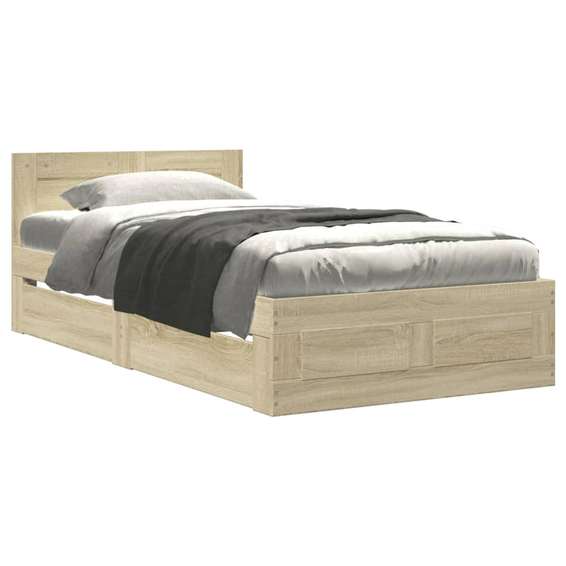 Bed Frame with Headboard Sonoma Oak 90x190 cm Engineered Wood