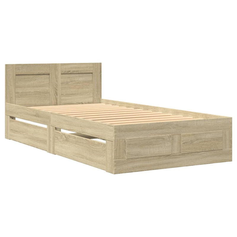 Bed Frame with Headboard Sonoma Oak 90x190 cm Engineered Wood