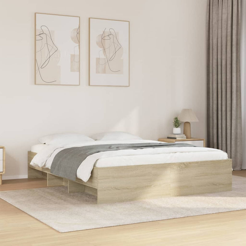 vidaXL Bed Frame without Mattress Sonoma Oak 150x200 cm Engineered Wood