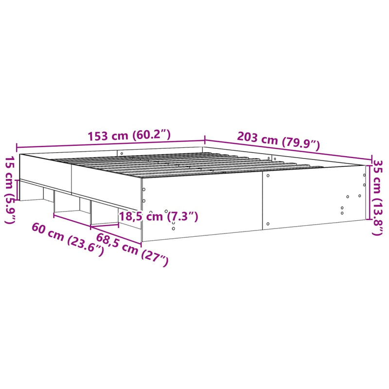 vidaXL Bed Frame without Mattress Sonoma Oak 150x200 cm Engineered Wood
