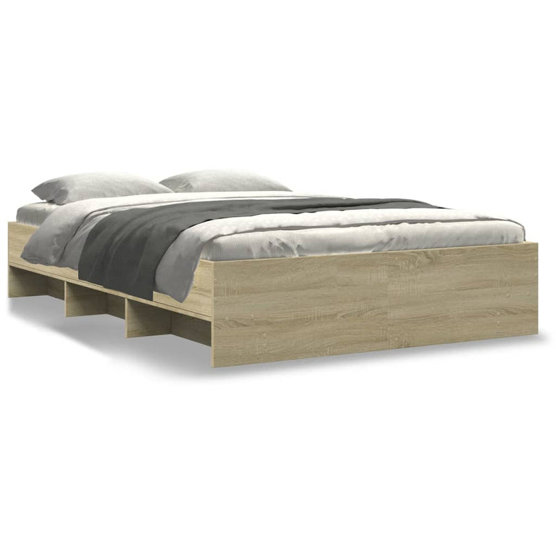 vidaXL Bed Frame without Mattress Sonoma Oak 135x190 cm Engineered Wood