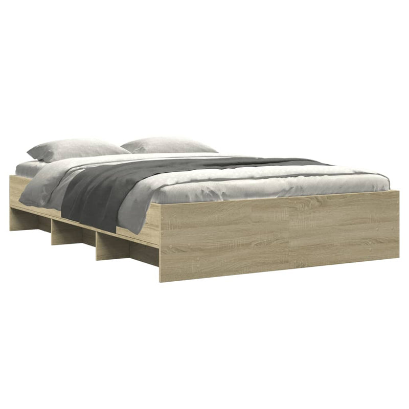 vidaXL Bed Frame without Mattress Sonoma Oak 135x190 cm Engineered Wood
