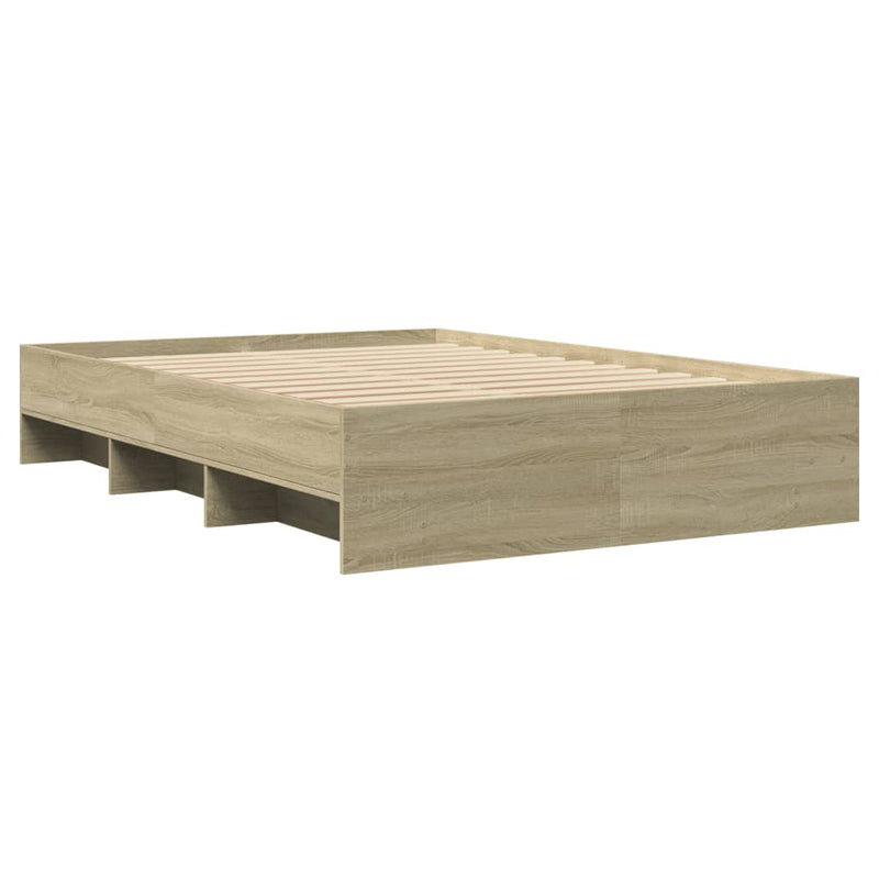 vidaXL Bed Frame without Mattress Sonoma Oak 135x190 cm Engineered Wood