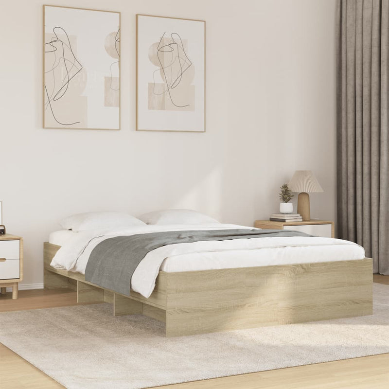 vidaXL Bed Frame without Mattress Sonoma Oak 135x190 cm Engineered Wood