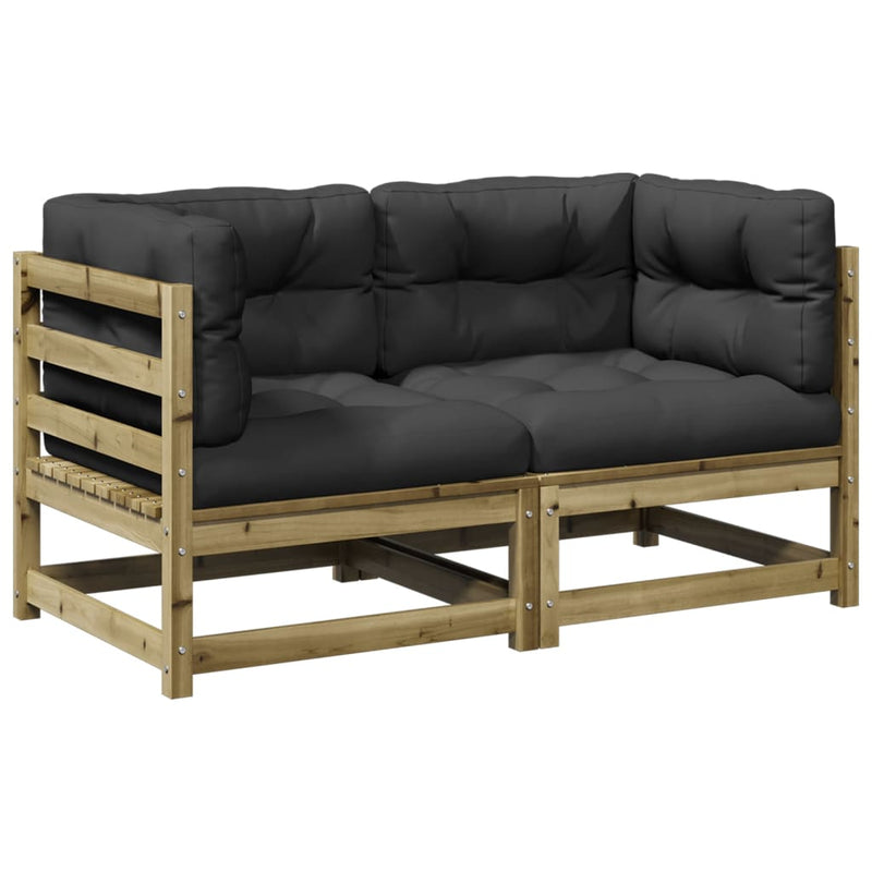 vidaXL 2 Piece Garden Sofa Set with Cushions Impregnated Wood Pine