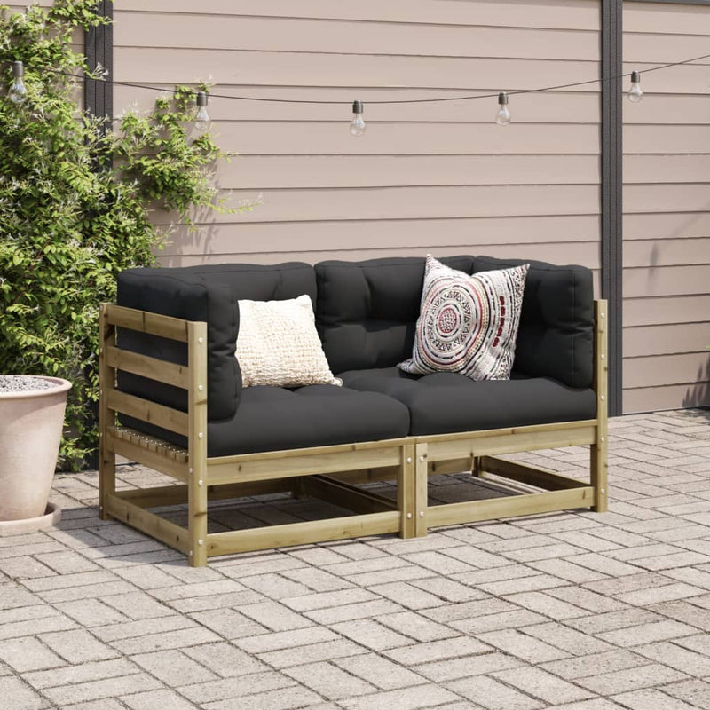 vidaXL 2 Piece Garden Sofa Set with Cushions Impregnated Wood Pine