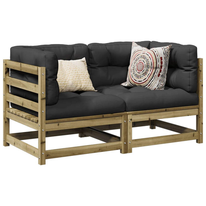 vidaXL 2 Piece Garden Sofa Set with Cushions Impregnated Wood Pine
